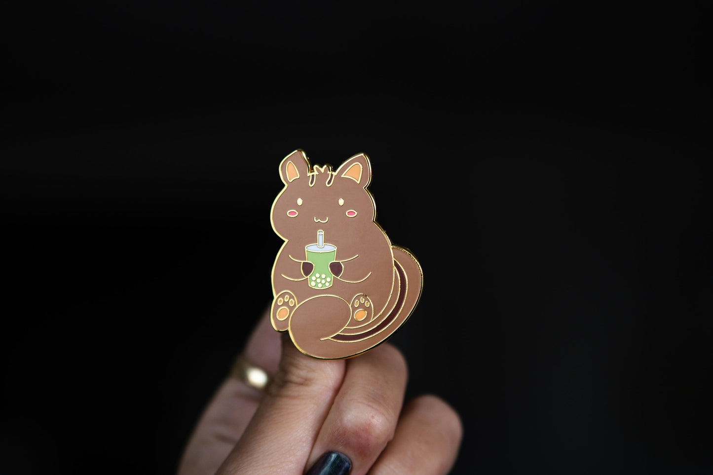 Boba squeak enamel pin